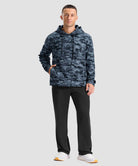 men's fleece-lined performance hoodie in black camo - matching outfits view