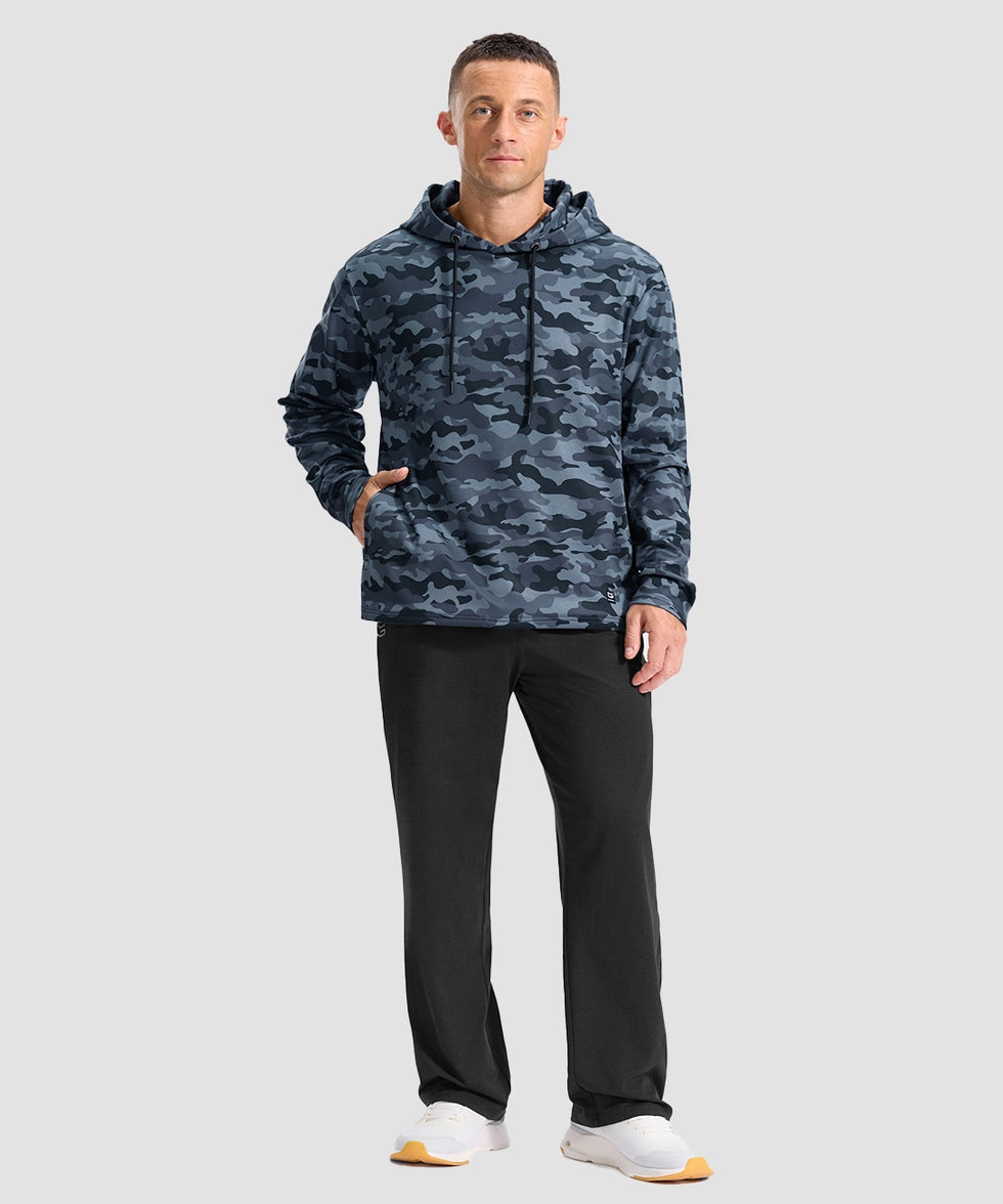 men's fleece-lined performance hoodie in black camo - matching outfits view
