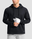 men's fleece-lined performance hoodie in black - neckline detail