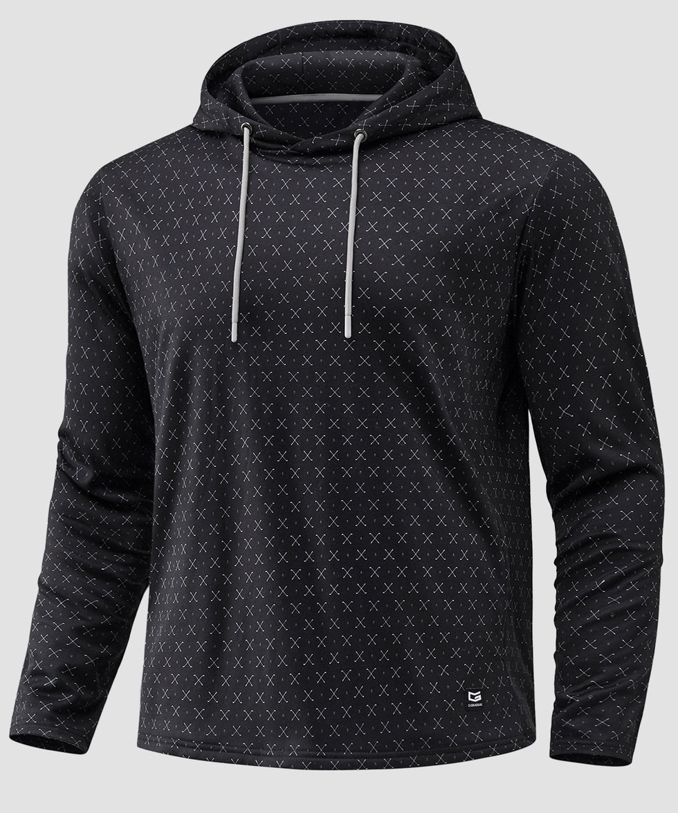 men's fleece-lined performance hoodie in golf clubs black - front view