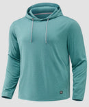 men's fleece-lined performance hoodie in heather beryl green - front view