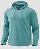men's fleece-lined performance hoodie in heather beryl green - front view