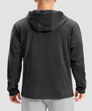 men's fleece-lined performance hoodie in heather black - hood detail