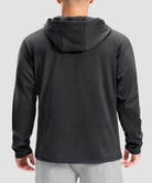 men's fleece-lined performance hoodie in heather black - hood detail