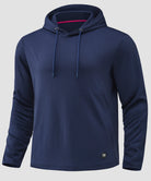 men's fleece-lined performance hoodie in heather dark blue - front view