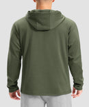 men's fleece-lined performance hoodie in heather olive - hood detail