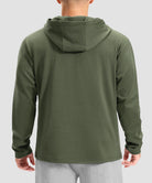 men's fleece-lined performance hoodie in heather olive - hood detail