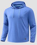 men's fleece-lined performance hoodie in heather royal blue - front view