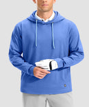 men's fleece-lined performance hoodie in heather royal blue - neckline detail