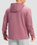 men's fleece-lined performance hoodie in heather rust red - hood detail