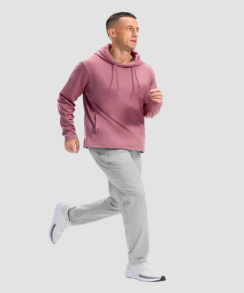 men's fleece-lined performance hoodie in heather rust red - matching outfits view