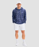 men's fleece-lined performance hoodie in navy palm leaves - matching outfits view