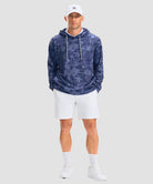 men's fleece-lined performance hoodie in navy palm leaves - matching outfits view