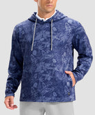 men's fleece-lined performance hoodie in navy palm leaves - pockets detail