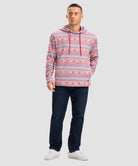 men's fleece-lined performance hoodie in red stripes - matching outfits view