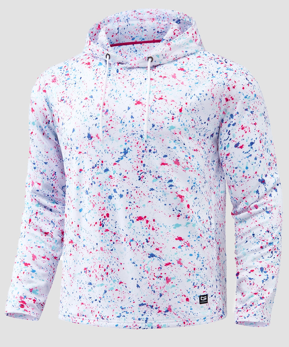 men's fleece-lined performance hoodie in white ink jet - front view