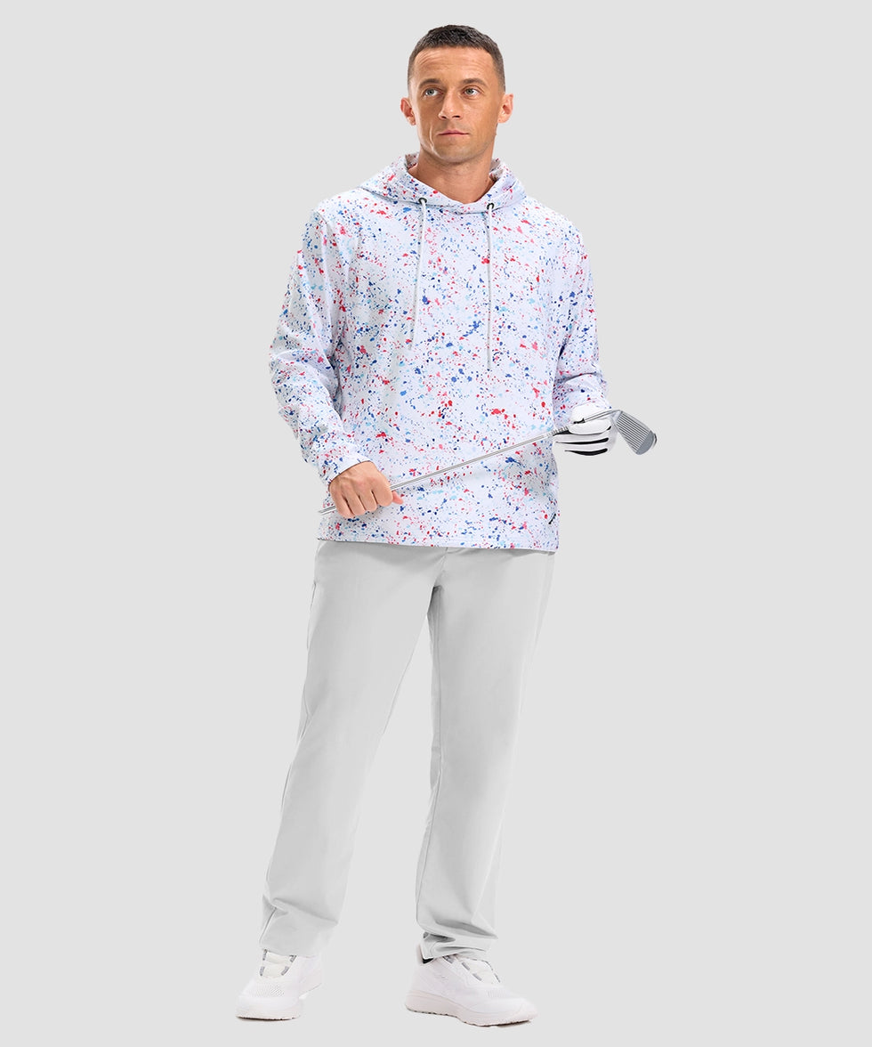 men's fleece-lined performance hoodie in white ink jet - matching outfits view
