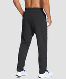 men's fleece-lined with 3 zip pockets sweatpants in black - back view