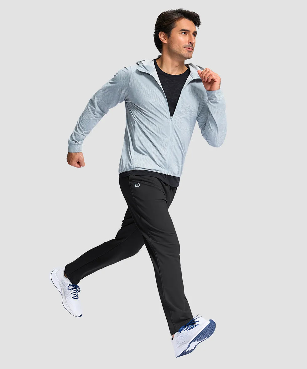 men's fleece-lined with 3 zip pockets sweatpants in black - front view