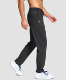 men's fleece-lined with 3 zip pockets sweatpants in black - side view