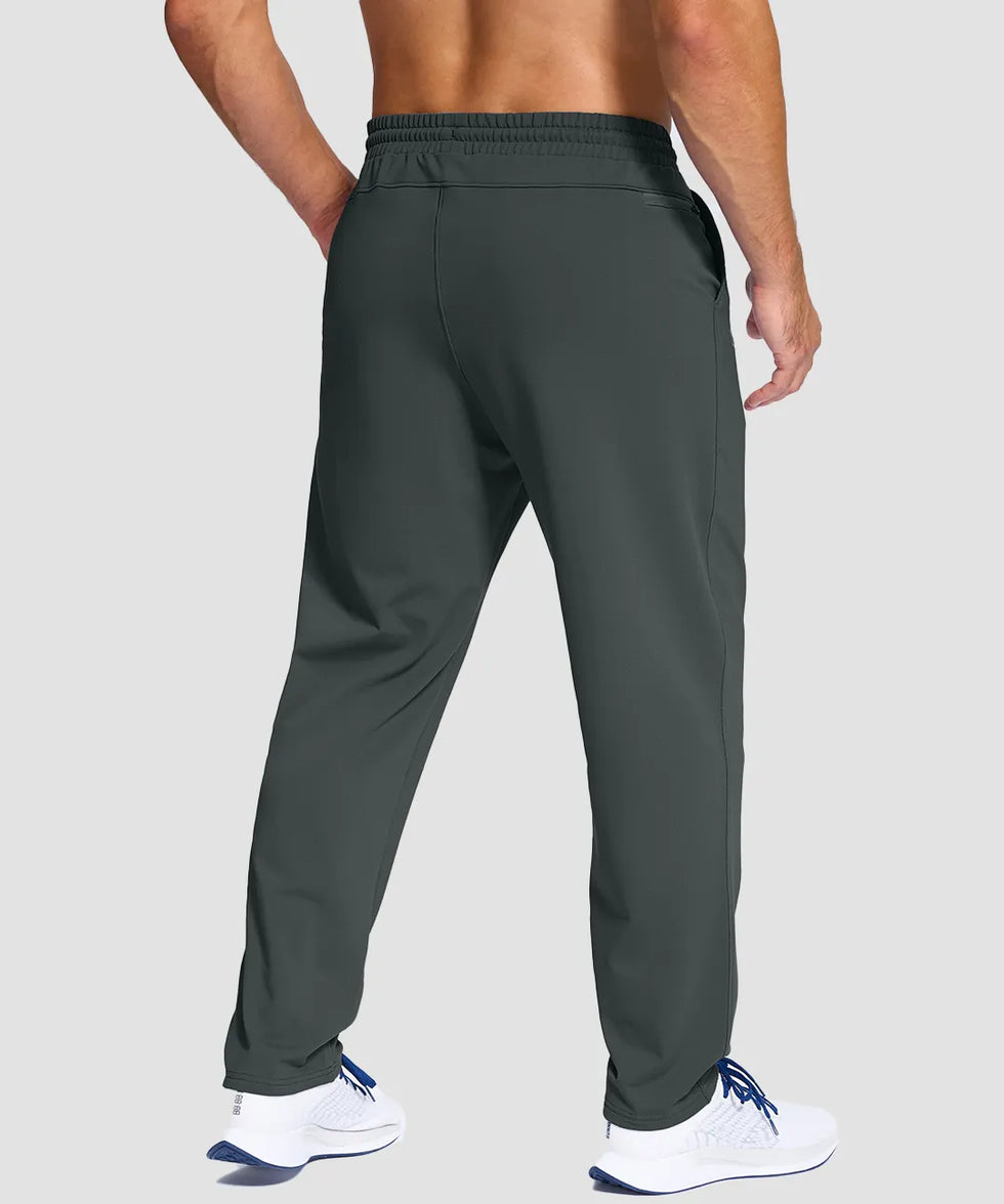 men's fleece-lined with 3 zip pockets sweatpants in gray - back view