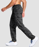 men's fleece-lined with 3 zip pockets sweatpants in gray camo - side view