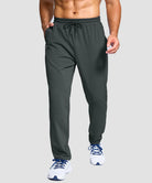men's fleece-lined with 3 zip pockets sweatpants in gray - front view