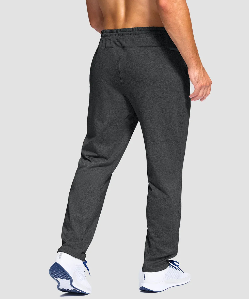 men's fleece-lined with 3 zip pockets sweatpants in heather charcoal - back view