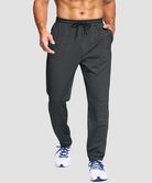 men's fleece-lined with 3 zip pockets sweatpants in heather charcoal - front view