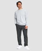 men's fleece-lined with 3 zip pockets sweatpants in heather charcoal - side view