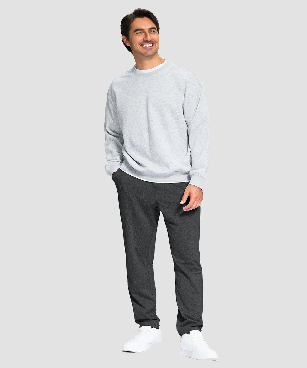 men's fleece-lined with 3 zip pockets sweatpants in heather charcoal - side view