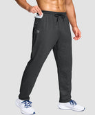 men's fleece-lined with 3 zip pockets sweatpants in heather charcoal - zipper pocket detail view