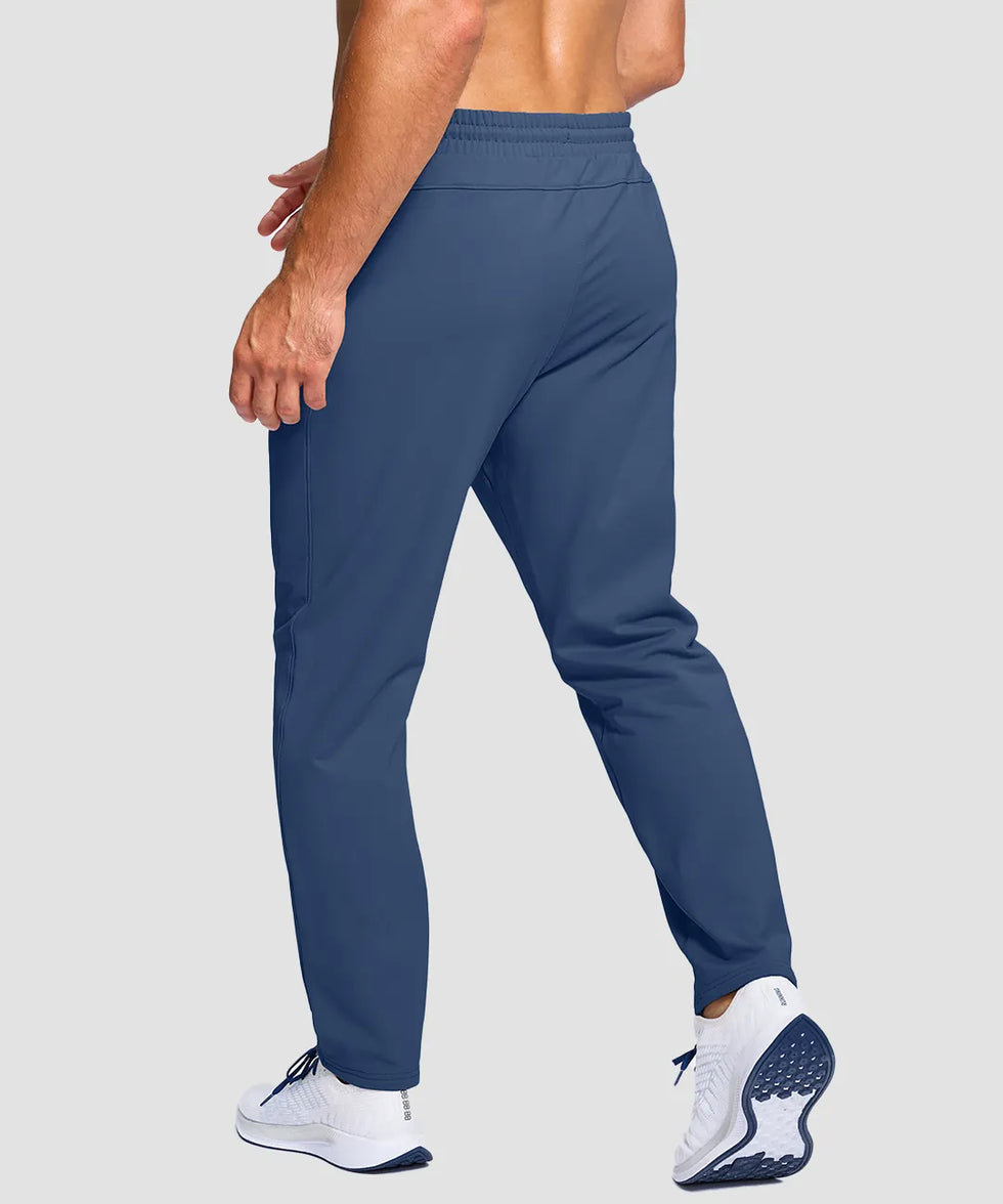 men's fleece-lined with 3 zip pockets sweatpants in indigo blue - back view