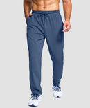 men's fleece-lined with 3 zip pockets sweatpants in indigo blue - front view