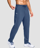 men's fleece-lined with 3 zip pockets sweatpants in indigo blue - zipper pocket detail view