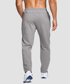 men's fleece-lined with 3 zip pockets sweatpants in light gray - back view