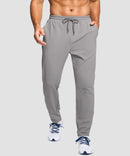 men's fleece-lined with 3 zip pockets sweatpants in light gray - front view