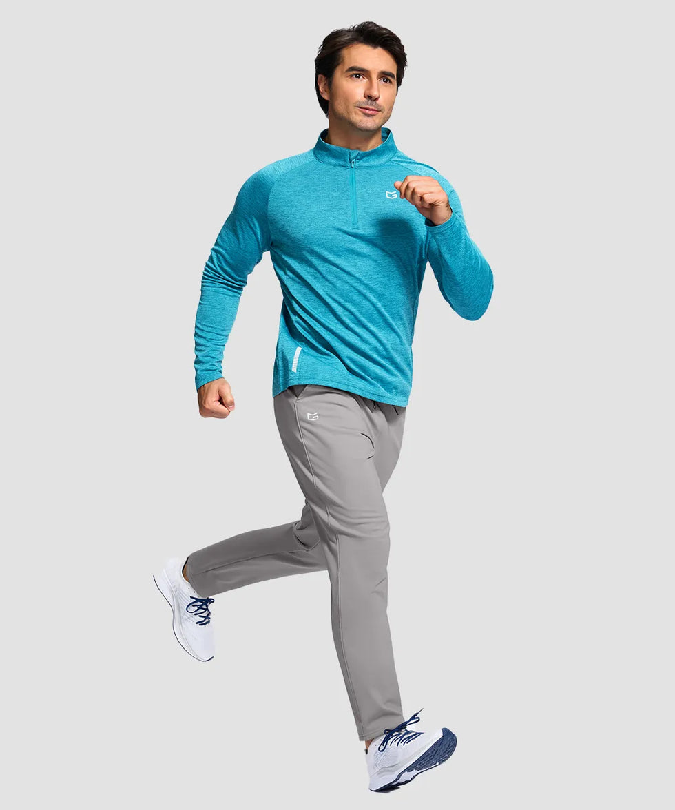 men's fleece-lined with 3 zip pockets sweatpants in light gray - side view