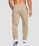 men's fleece-lined with 3 zip pockets sweatpants in light khaki - back view