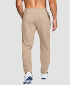men's fleece-lined with 3 zip pockets sweatpants in light khaki - back view