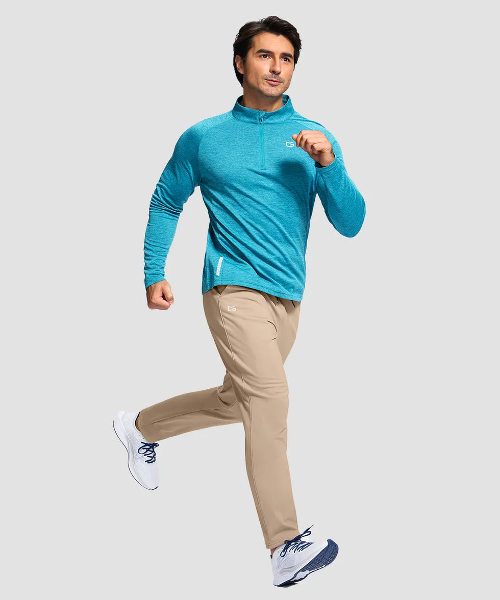 men's fleece-lined with 3 zip pockets sweatpants in light khaki - side view