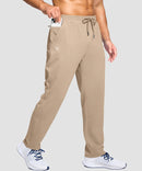 men's fleece-lined with 3 zip pockets sweatpants in light khaki - zipper pocket detail view