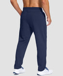 men's fleece-lined with 3 zip pockets sweatpants in navy - back view