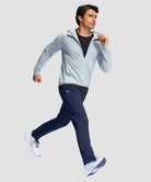 men's fleece-lined with 3 zip pockets sweatpants in navy - front view