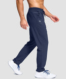 men's fleece-lined with 3 zip pockets sweatpants in navy - side view