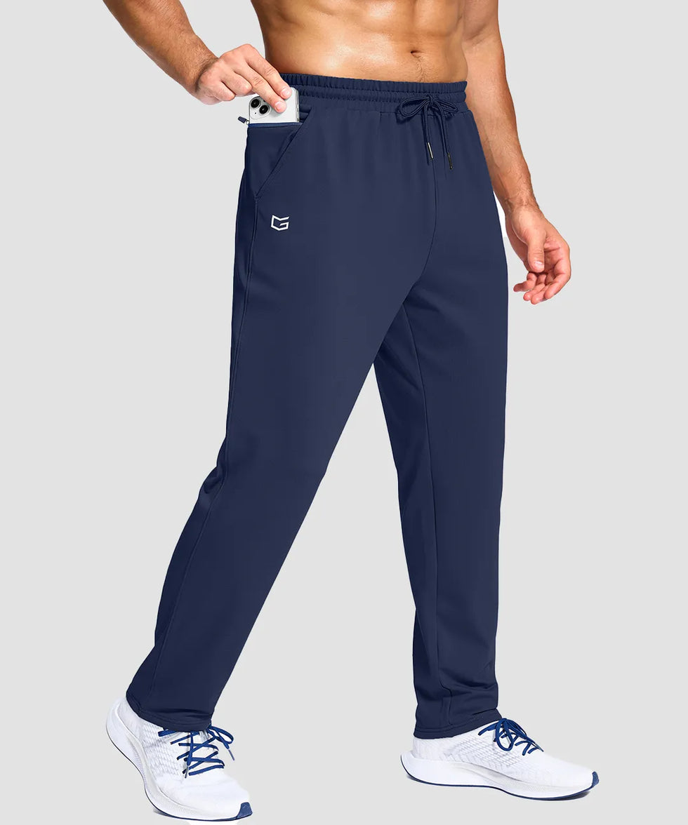 men's fleece-lined with 3 zip pockets sweatpants in navy - zipper pocket detail view