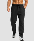 men's fleece-lined zip pockets stretch sweatpants in black - front view