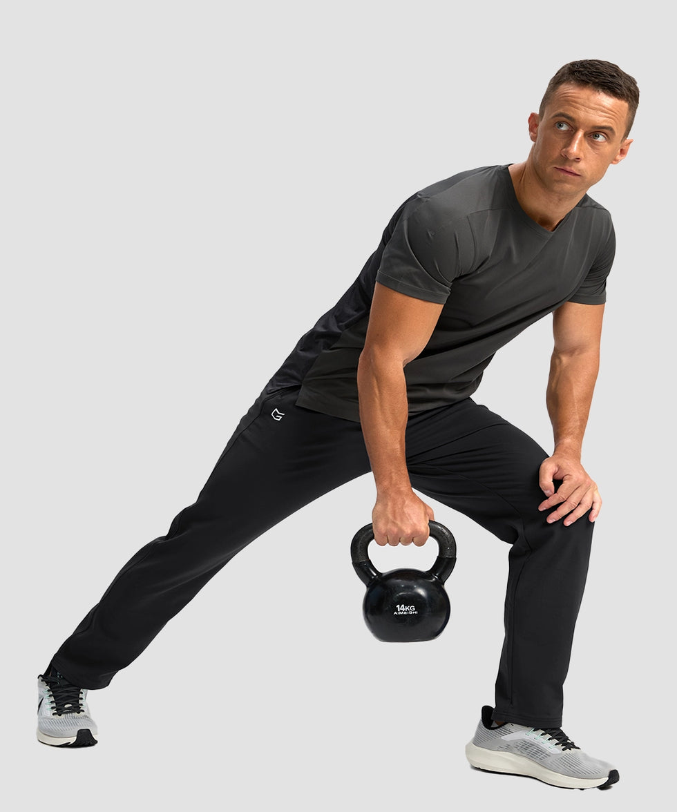 men's fleece-lined zip pockets stretch sweatpants in black - matching outfits view