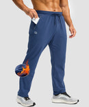men's fleece-lined zip pockets stretch sweatpants in blue - zip pocket detail view