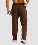 men's fleece-lined zip pockets stretch sweatpants in brown - back view